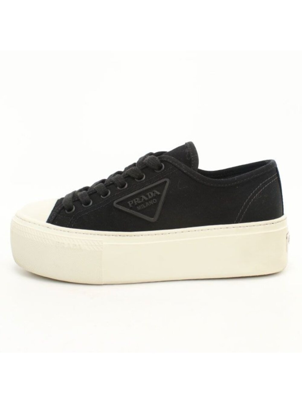 Prada Low Cut Triangle Logo Sneakers Cotton - Picture 2 of 9